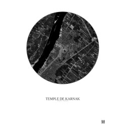 Affiche Temple De Karnak – Poster vue satellite 2.5km N&B | Gravura – Fond clair