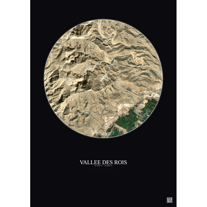 Affiche Vallee Des Rois – Poster vue satellite 2.5km Couleur | G