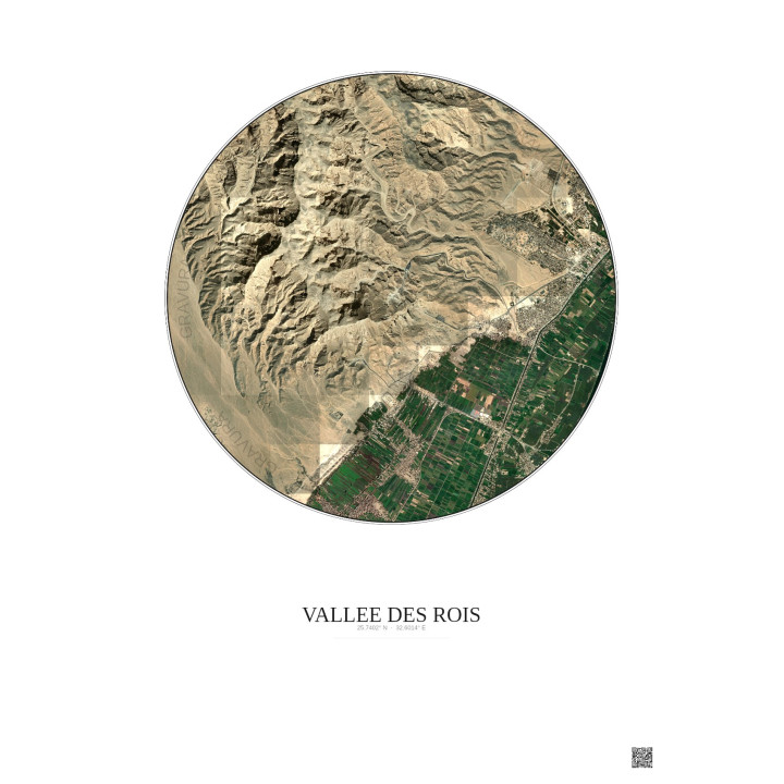 Affiche Vallee Des Rois – Poster vue satellite 5km Couleur | Gra