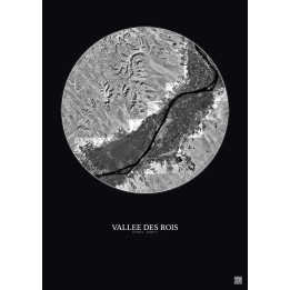 Affiche Vallee Des Rois – Poster vue satellite 20km N&B | Gravur
