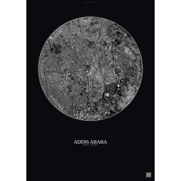 Affiche Addis Ababa – Poster vue satellite 2.5km N&B | Gravura –
