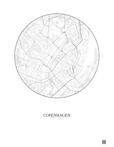 Affiche Copenhagen – Poster carte de ville 2.5km | Gravura – Fond clair