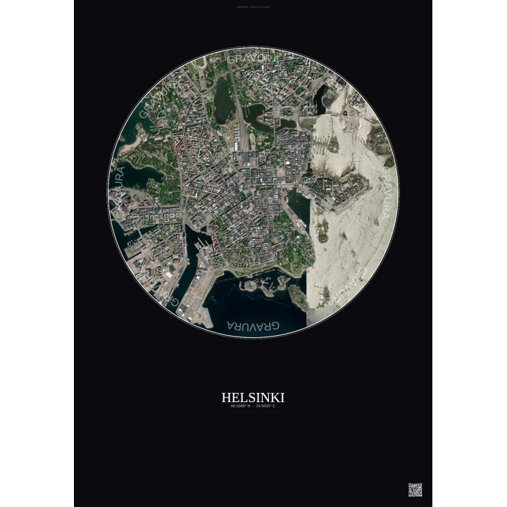 Affiche Helsinki – Poster vue satellite 2.5km Couleur | Gravura 