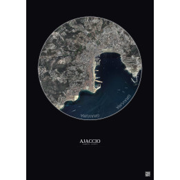 Affiche Ajaccio – Poster vue satellite 2.5km Couleur | Gravura –