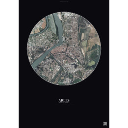 Arles Satellite View Poster 2.5km Color | Gravura – Dark backgro