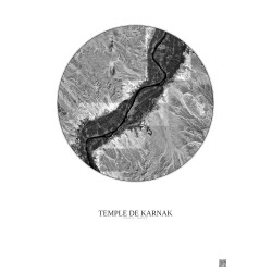 Affiche Temple De Karnak – Poster vue satellite 30km N&B | Gravura – Fond clair