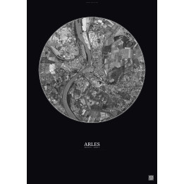 Arles Satellite View Poster 5km B&W | Gravura – Dark background