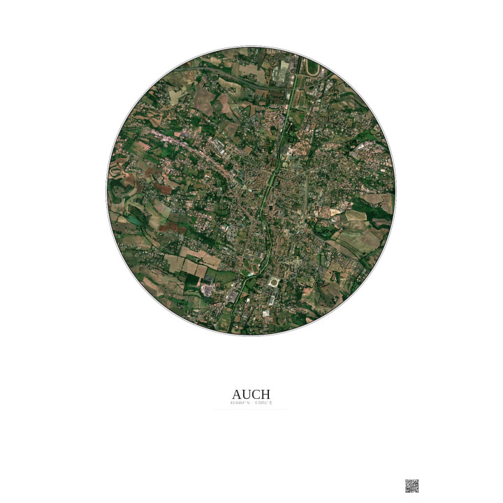 Auch Satellite View Poster 2.5km Color | Gravura – Light backgro