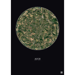 Auch Satellite View Poster 5km Color | Gravura – Dark background