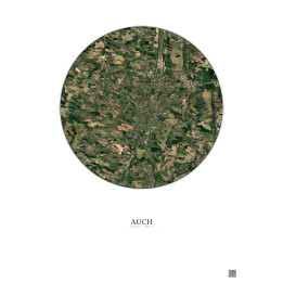 Auch Satellite View Poster 5km Color | Gravura – Light backgroun