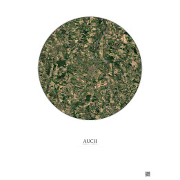 Auch Satellite View Poster 10km Color | Gravura – Light backgrou