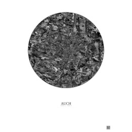 Auch Satellite View Poster 5km B&W | Gravura – Light background