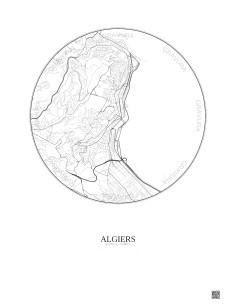Algiers City Map Poster 2.5km | Gravura – Light background