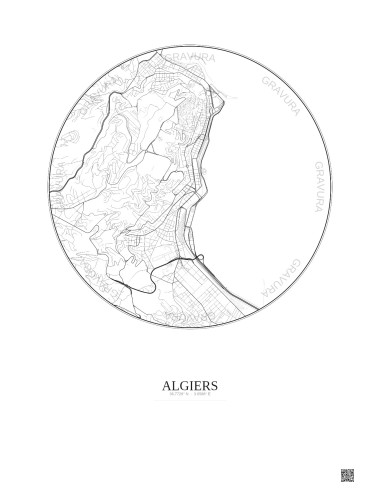 Algiers City Map Poster 2.5km | Gravura – Light background