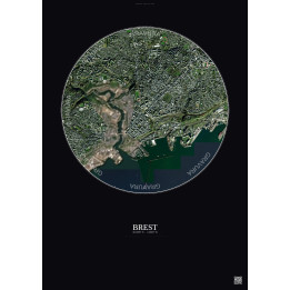 Brest Satellite View Poster 2.5km Color | Gravura – Dark backgro