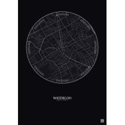 Affiche Waterloo – Poster carte de ville 2.5km | Gravura – Fond foncé