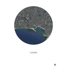 Affiche Cannes – Poster vue satellite 2.5km Couleur | Gravura – Fond clair