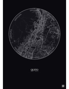 Affiche Quito – Poster carte de ville 10km | Gravura – Fond foncé