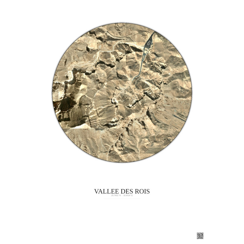 Affiche Vallee Des Rois – Poster vue satellite 1km Couleur | Gravura – Fond clair