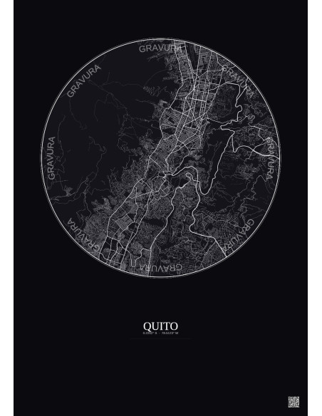 Quito City Map Poster 10km | Gravura – Dark background