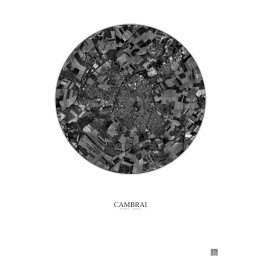 Affiche Cambrai – Poster vue satellite 5km N&B | Gravura – Fond 