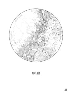 Affiche Quito – Poster carte de ville 10km | Gravura – Fond clair