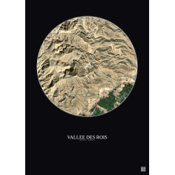 Affiche Vallee Des Rois – Poster vue satellite 2.5km Couleur | Gravura – Fond foncé