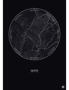 Affiche Quito – Poster carte de ville 2.5km | Gravura – Fond foncé