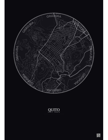 Affiche Quito – Poster carte de ville 2.5km | Gravura – Fond foncé