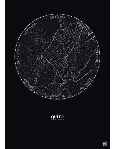 Affiche Quito – Poster carte de ville 2.5km | Gravura – Fond foncé