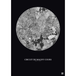 Circuit De Magny Cours Satellite View Poster 5km B&W | Gravura –