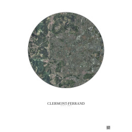 Affiche Clermont Ferrand – Poster vue satellite 5km Couleur | Gr