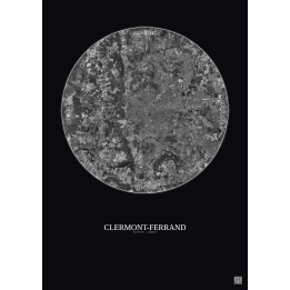 Affiche Clermont Ferrand – Poster vue satellite 10km N&B | Gravu