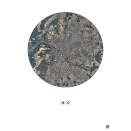 Affiche Dijon – Poster vue satellite 10km Couleur | Gravura – Fo