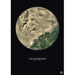 Affiche Vallee Des Rois – Poster vue satellite 5km Couleur | Gravura – Fond foncé