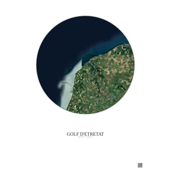 Affiche Golf D Etretat – Poster vue satellite 10km Couleur | Gra