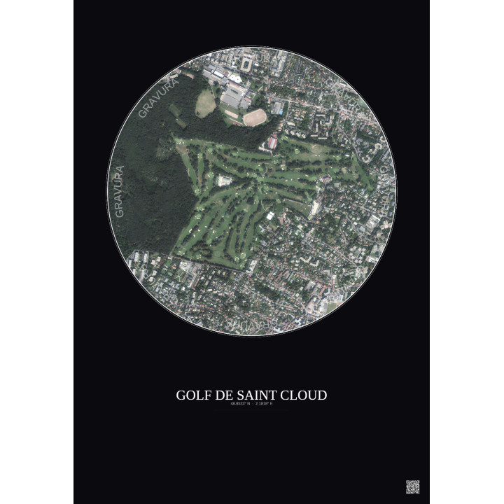 Affiche Golf De Saint Cloud – Poster vue satellite 1km Couleur |