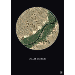 Affiche Vallee Des Rois – Poster vue satellite 20km Couleur | Gravura – Fond foncé