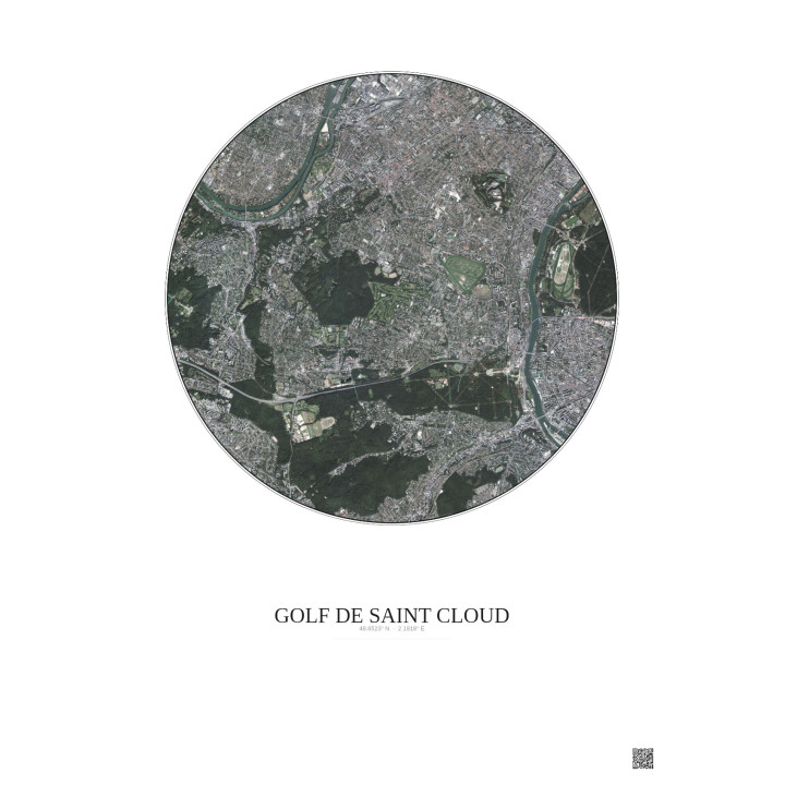 Affiche Golf De Saint Cloud – Poster vue satellite 5km Couleur |