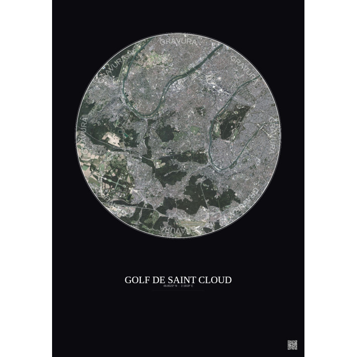 Affiche Golf De Saint Cloud – Poster vue satellite 10km Couleur 