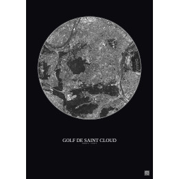 Affiche Golf De Saint Cloud – Poster vue satellite 5km N&B | Gra