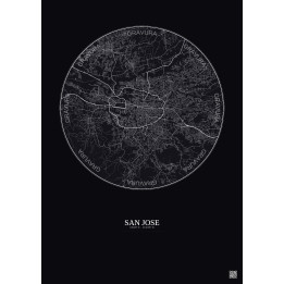 Affiche San Jose – Poster carte de ville 10km | Gravura – Fond foncé