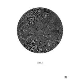 Affiche Lille – Poster vue satellite 10km N&B | Gravura – Fond c