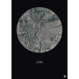 Affiche Lyon – Poster vue satellite 10km Couleur | Gravura – Fon