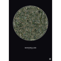 Affiche Montpellier – Poster vue satellite 2.5km Couleur | Gravu
