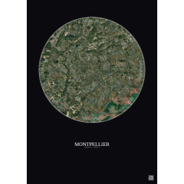Affiche Montpellier – Poster vue satellite 10km Couleur | Gravur