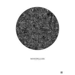 Affiche Montpellier – Poster vue satellite 2.5km N&B | Gravura –