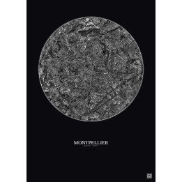 Affiche Montpellier – Poster vue satellite 5km N&B | Gravura – F