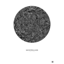Affiche Montpellier – Poster vue satellite 5km N&B | Gravura – F