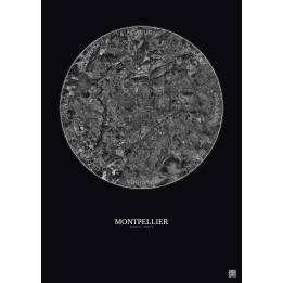 Affiche Montpellier – Poster vue satellite 10km N&B | Gravura – 